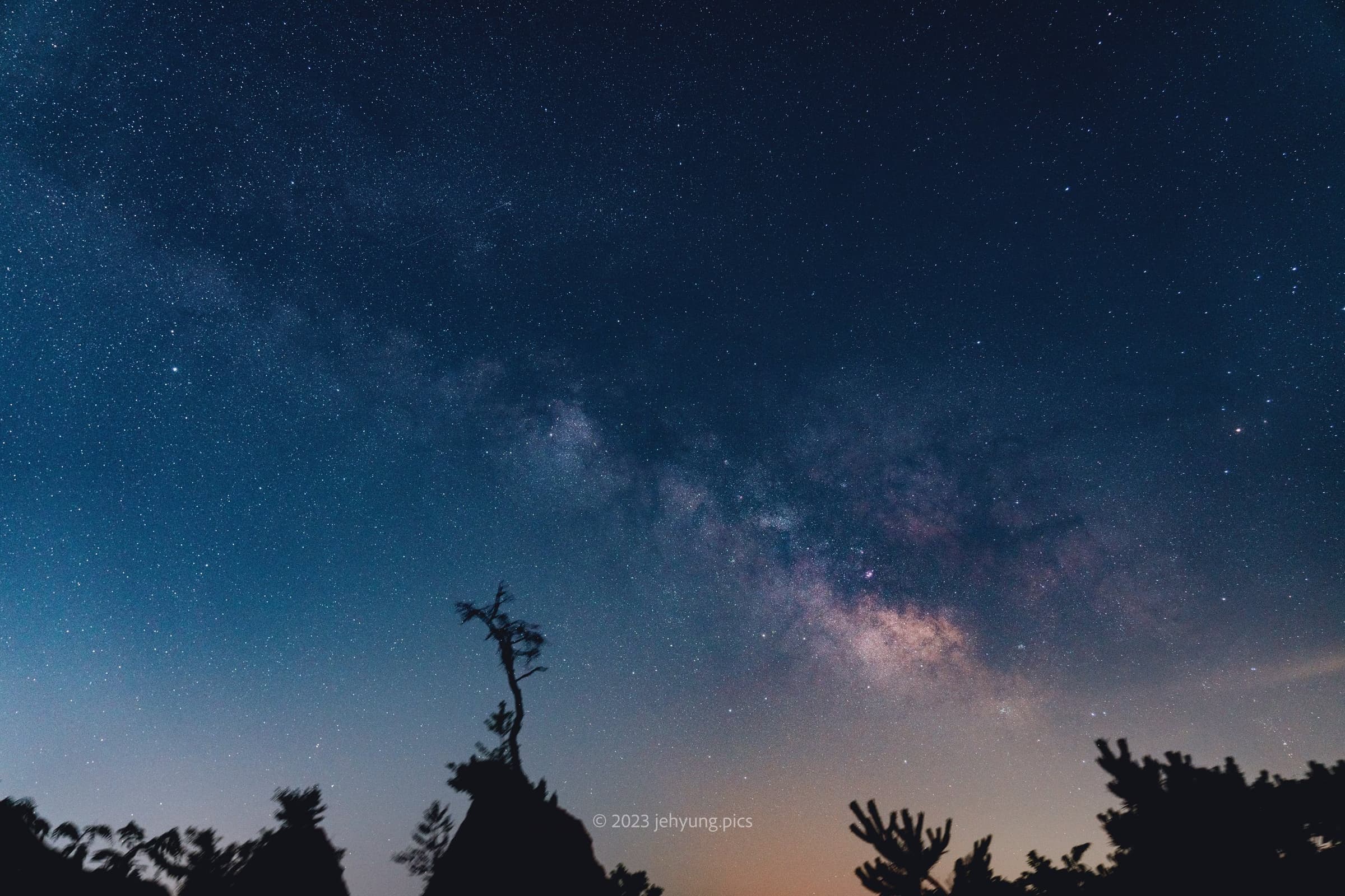Milky Way over a mountain ridge, captured on one of the night shoots